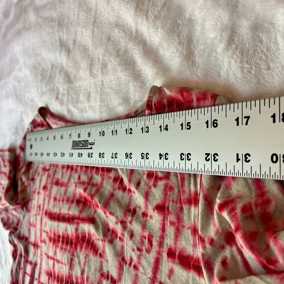 Majestic Filatures Women Cotton Tie-Dye Red 3/4 Sleeve Boatneck Tee Shirt Size 3 - Picture 5 of 8